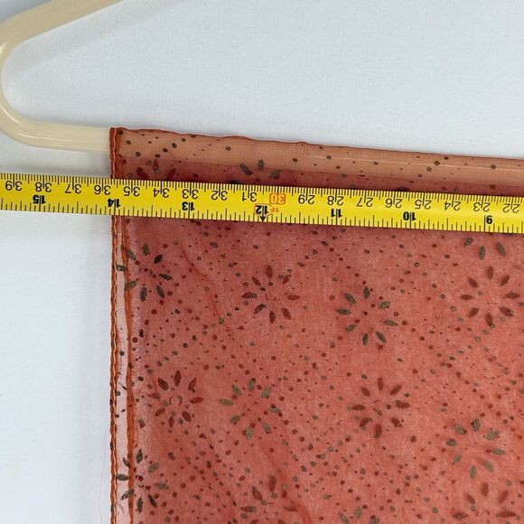 Women Floral Orange Sheer Rectangular Scarf 66” - Picture 5 of 7